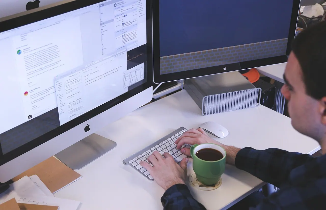 typing, computer, man, workspace, work, workplace, desk, office, startup, businessman, technology, company, corporate, marketing, professional, internet, project, web, display, mon