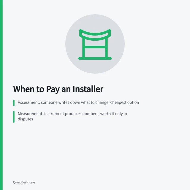 Card on when to pay an installer instead of buying more parts. When does paying an installer beat buying another quiet keyboard part?