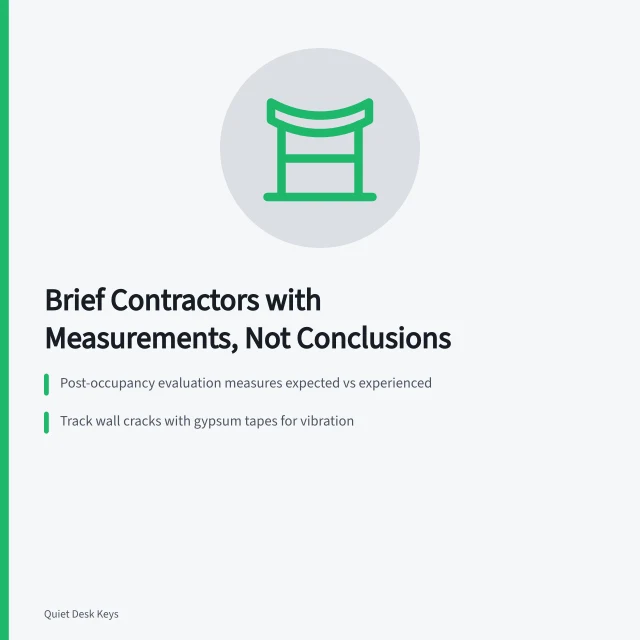 Card summarizing how to brief contractors using measurement plans from case studies. A workspace case study makes the best brief you can hand a contractor