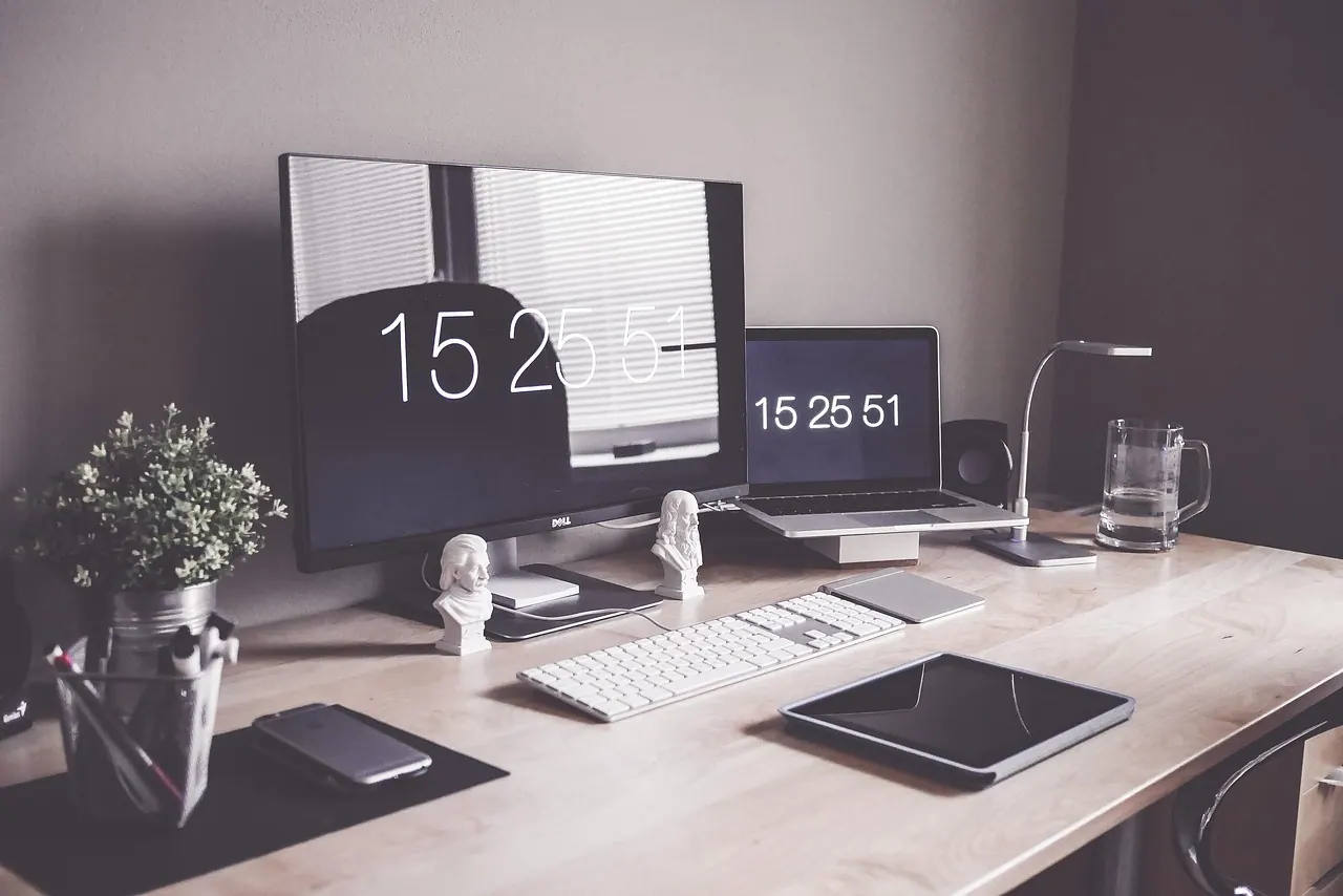 home office, computer, desk, display, iphone, keyboard, laptop, luxury, macbook, modern, organized, table, tablet, technology, work place, home office, computer, computer, computer