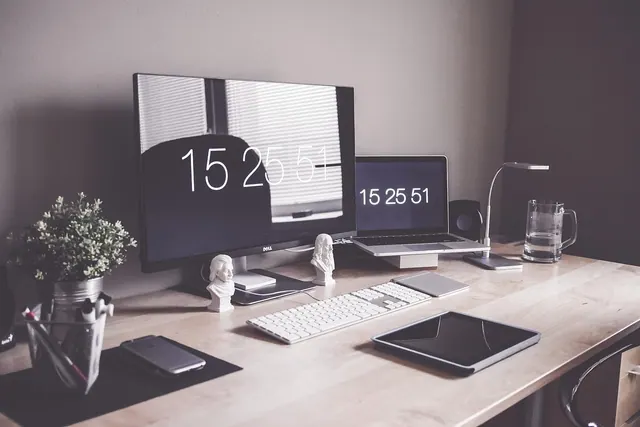home office, computer, desk, display, iphone, keyboard, laptop, luxury, macbook, modern, organized, table, tablet, technology, work place, home office, computer, computer, computer